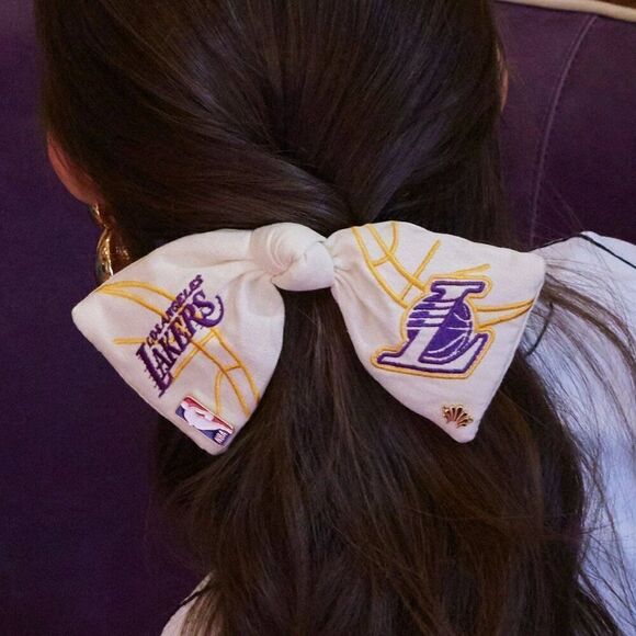 LELE SADOUGHI x LA LAKERS BASKETBALL NBA IVORY CLIP BOW BARRETTE w/BAG FAN NWT main image 14